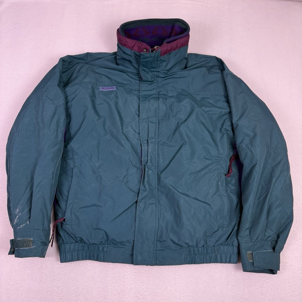 Vintage Columbia Bugaboo Jacket Mens L Interchange Fleece Liner Teal Purple 90s